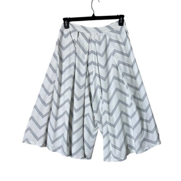 Yumi Kim Linen Culottes Cropped Pants S Resort Bohemian‎ Beachy Pleated Chevron - Picture 2 of 8